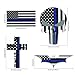 Reflective American Thin Blne Line Falg,Coross,Punisher Skull Decal Stickers (Thin Blue Iine(4-Pack))
