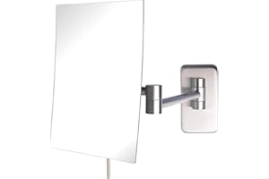 JERDON 8.75-Inch x 6.5-Inch Wall Mount Makeup Mirror - Personal Mirror with 5X Magnification & 14 inch Wall Extension - Nickel Wall Mount Arm - Model JRT695N