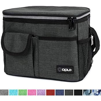 OPUX Lunch Bag Insulated Lunch Box for Women, Men, Kids | Medium Leakproof Lunch Tote Bag for School, Work | Lunch Cooler with Shoulder Strap, Pocket | Fits 8 Cans (Charcoal)