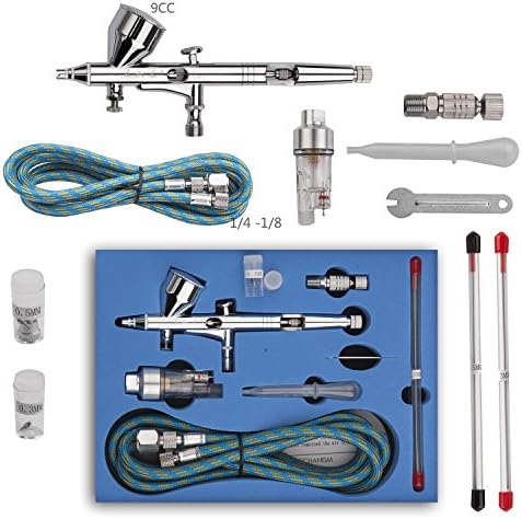 Dual Action Airbrush,Airbrush Kit , SP180K Double-action Trigger Air-paint Control Airbrush Kit 0.2mm/0.3mm/0.5mm Needle Air Brush Spray Gun Paint Art