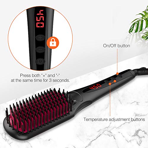 MiroPure Hair Straightener Brush, Ionic Anti-Scald Straightening Comb, Portable Frizz-Free Silky Electric Straightening Brush, Dual Voltage - Thumbnail 5