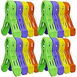 Acerich 12 Pcs Beach Towel Clips Beach Chair Clips Beach Towel Holder in Bright Colors - Keep Your Towels from Blowing Away