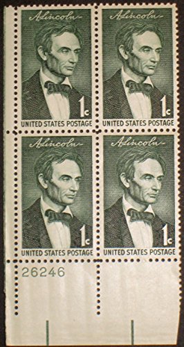 #1113 - 1959 1c Abraham Lincoln U.S. Postage Stamp Plate Block (4)