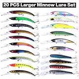 XBLACK Fishing Lures Set Large Hard Bait Minnow Lure with Treble Hook Swimbait Fishing Bait Sinking Lure for Bass Trout Walleye Redfish Saltwater Freshwater