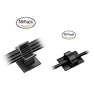 Autley Adhesive Cable Clips (100 Pieces, Two Sizes) Cable Wire Management Organizer Cable Tie Clamp Holder for Car, Office and Home