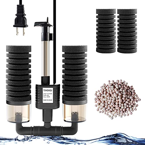 TOHIDAQU Aquarium Internal Sponge Filter 4W 80GPH Fish Tank Power