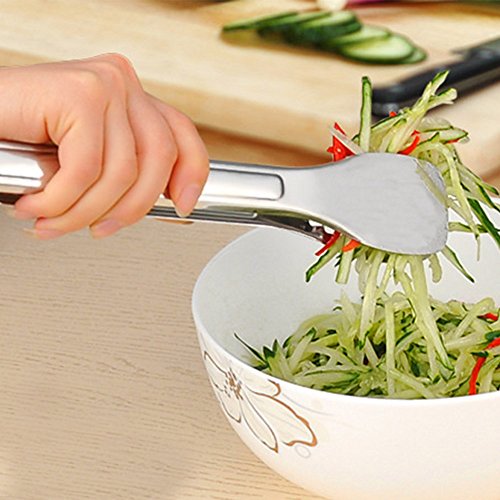 Tenta KitcheKitchen Tongs Stainless Steel Buffet serving utensils Salad BBQ Tongs Heavy Duty Serving Food Tongs for Frying,Cooking,Clipping Toast Bread,Grilling,Pastry, Sandwich,12 Inch (3 Pack)