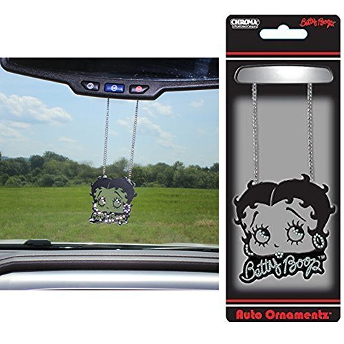 Betty Boop Face Head with Name Script with Gem Clear Crystals Animal Print Safari Wild Series Auto Car Truck SUV Vehicle Universal-fit Rear View Mirror Ornament - Auto Ornamentz - Thumbnail 4