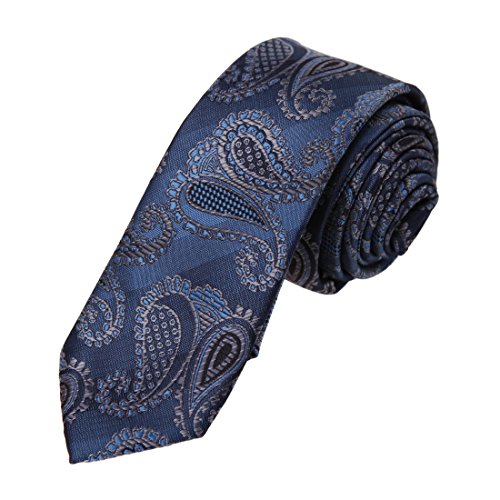 Dan Smith DAE7B16F Dark Cadet Blue Patterned Microfiber Skinny Tie Factory Gift Giving Narrow Tie