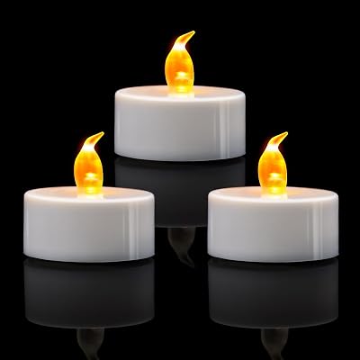 ERTYUI 24 Pack LED Tea Lights Warm Yellow Flickering, Battery Included