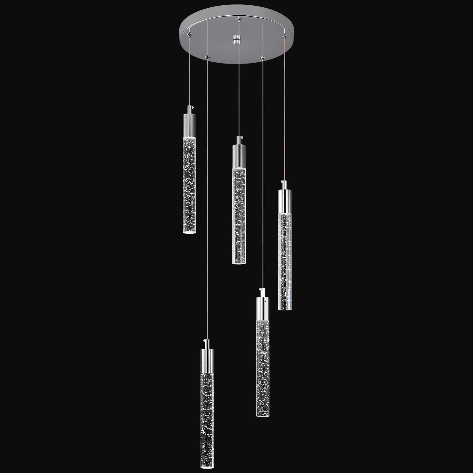 Photo 1 of (see all images) zhllmq Modern Light Fixture Kitchen Island Pendant Light Dimmable LED Chrome Pendant Lights Mini Crystal Pendant 