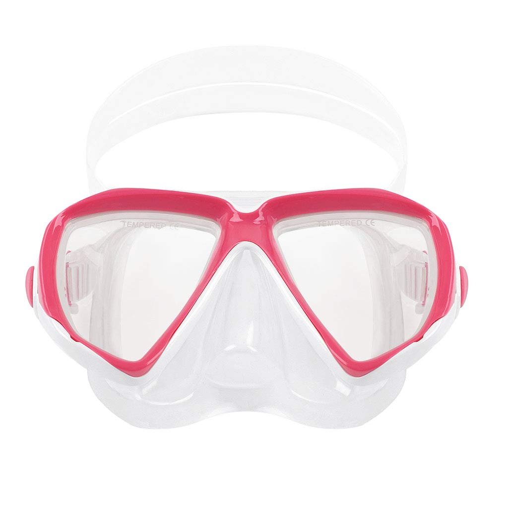 Kids Snorkel Diving Mask Swimming Goggles with Nose Cover Silicone Anti Fog Tempered Glass Lens Mask Goggles for Child Age 5- 12 Y