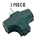 Katzco 3 Way T Straight Shaped with Plug Locations on The Left, Right, and Middle for Behind Furniture - Wall Outlet Splitter Triple Prong Wall Plug Adapter - Green Color - UL Listed, 1 Piece