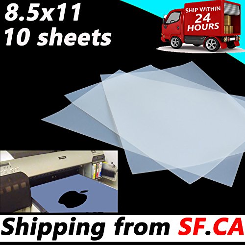 8.5"x11",10 sheets,Waterproof Inkjet Instant Dry Silk Screen Printing Transparency Film