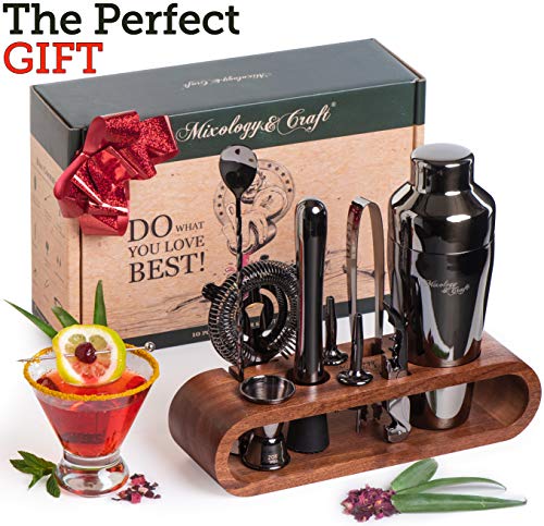 Mixology & Craft Cocktail Set (10-TLG.) - Edles Cocktail Shaker Set mit Shaker aus Edelstahl und Bar Zubehör im… – Bild 3