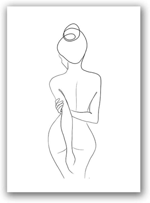 Amazon Com Room Woman Nude Line Drawing Print Black White Female Figure Line Poster Modern Minimalist Art Canvas Painting Home Wall Decor 40x60cm No Frame Posters Prints