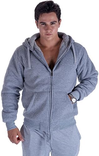 Heavyweight Sherpa Lined Fleece Hoodie Sweatshirts for Men Winter Full Zip Plus Size Long Sleeve Jacket