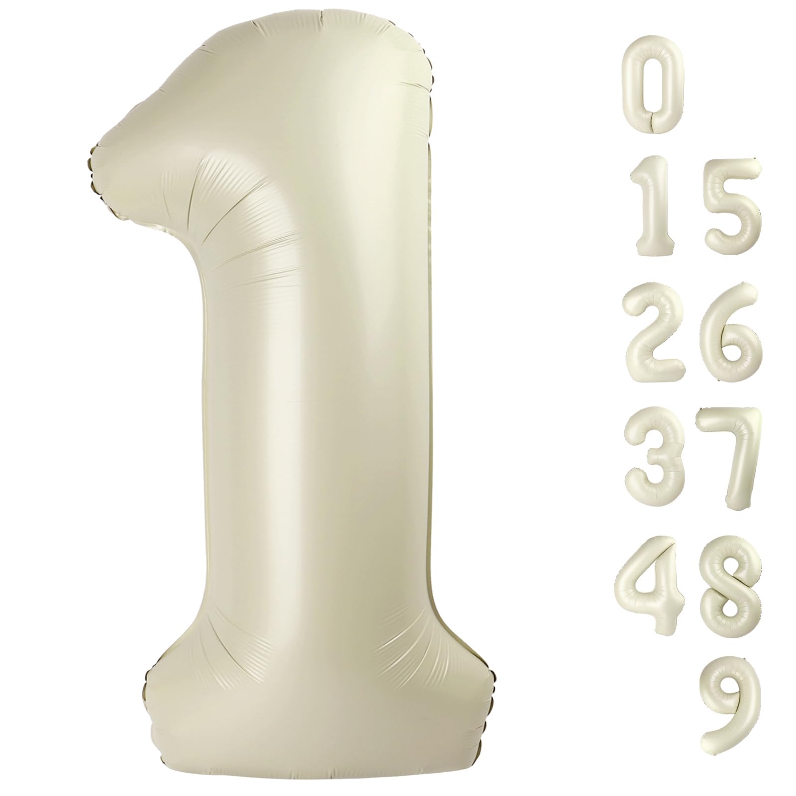 Photo 1 of Number Balloons 1, 40 Inch One Balloons for 1st Birthday Girl Boy 1 11 21 Party Decorations Baby Shower Photo Shoot, Cream White 1 Balloon