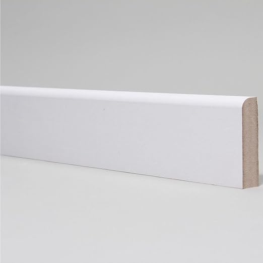 White PrePrimed MDF Skirting Board bullnose Design 144mm x 18mm x 4400mm (3 Pack i.e 3 x 4.4