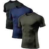 ATHLIO Men's Cool Dry Short Sleeve Compression Shirts, Sports Baselayer T-Shirts Tops, Athletic Workout Shirt