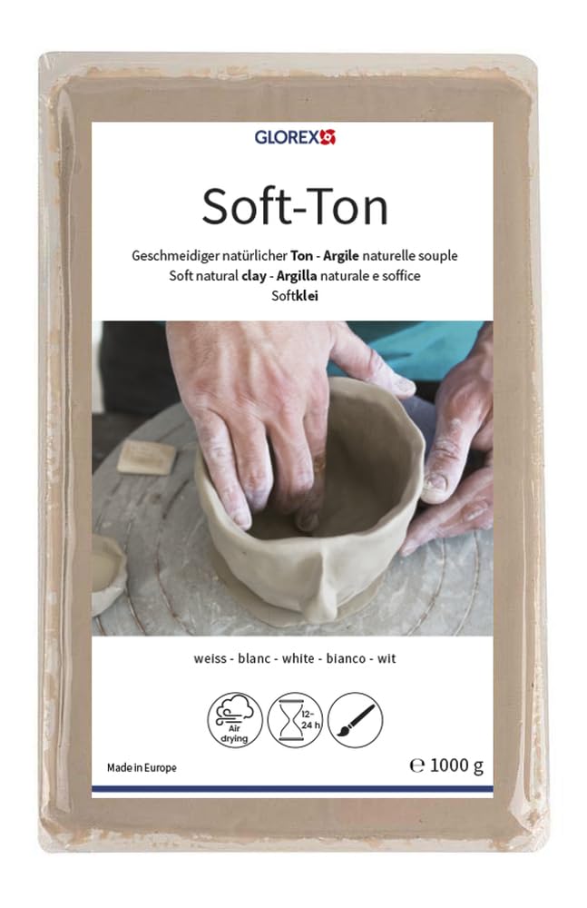 Glorex Soft Clay Terracotta 2500 g Air-Hardening or Flammable, clay, White, 1000 g