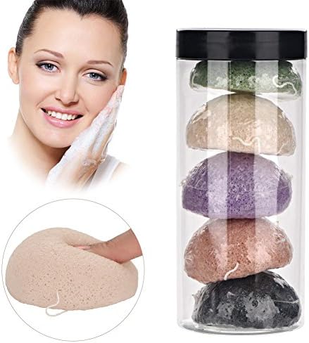 ウォッシュパフ フェイシャルウォッシュスポンジ 大注目 ニキビ肌 5本ラウンドこんにゃくディープジェントルクレンジング ポアフェイスピーリングスクラブクレンザー用オイリー