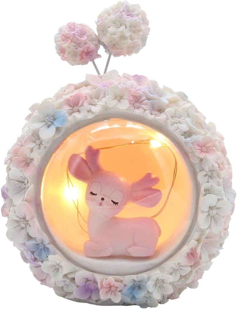 FeiWen Night Light For Girls Room Hydrangea Girl Heart Night Light Birthday, Valentine, Fawn, Small