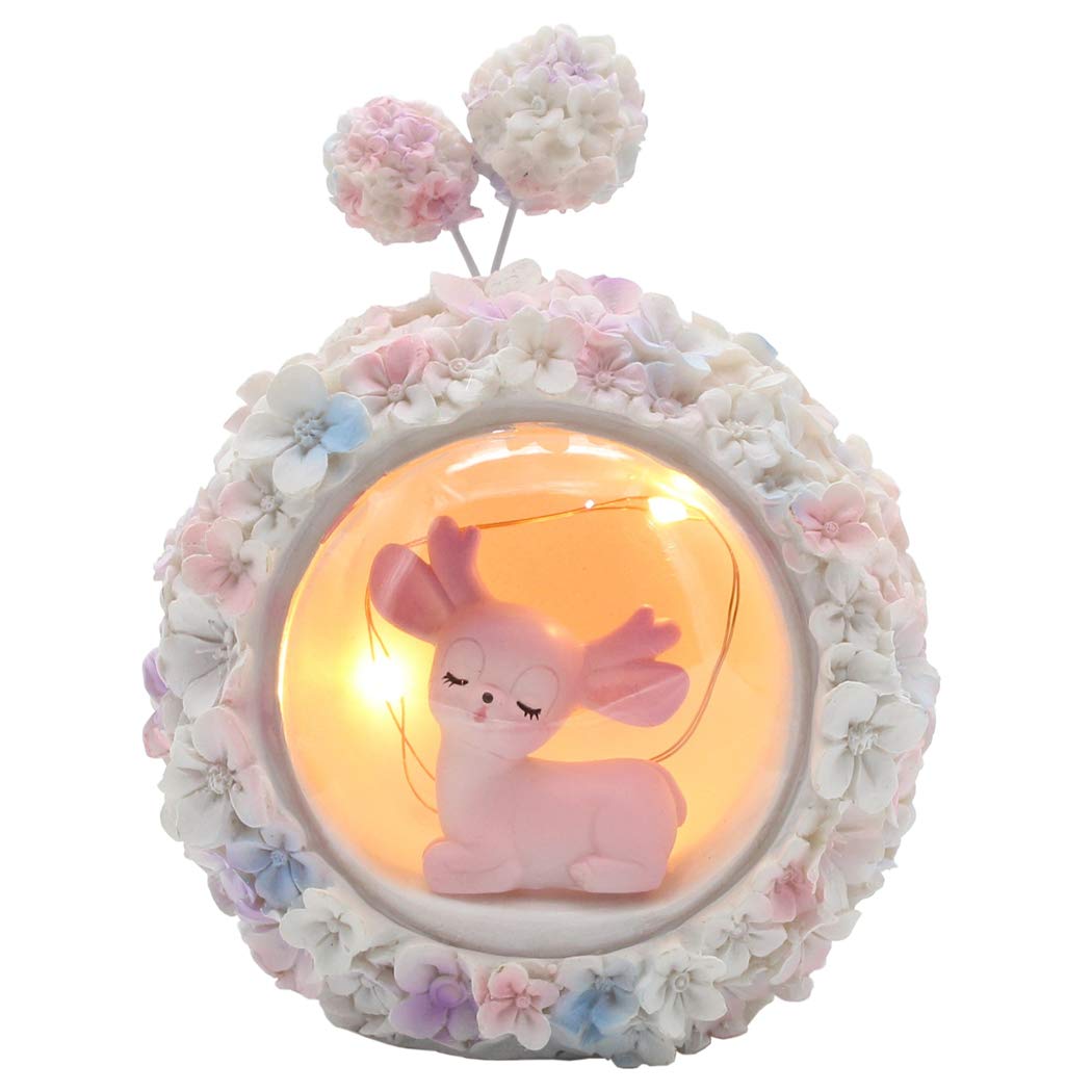 FeiWen Night Light For Girls Room Hydrangea Girl Heart Night Light Birthday, Valentine, Fawn