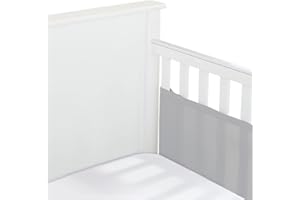 BreathableBaby Breathable Mesh Liner for Full-Size Cribs, Classic 3mm Mesh, Gray (Size 2FS Covers 2 Sides)