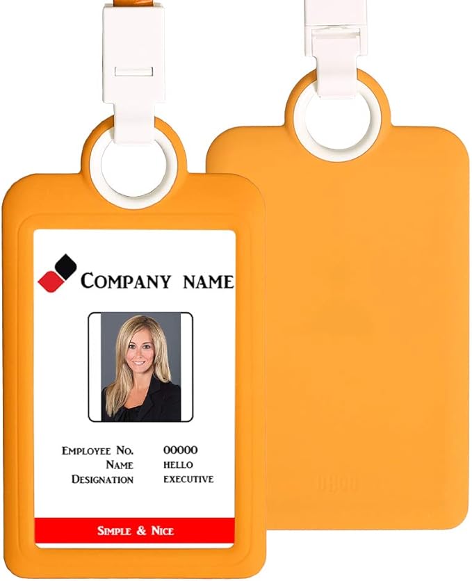 Badge Holder ID Silicon Card Holder Vertical with Lanyard Neck Strap Heavy Duty ID