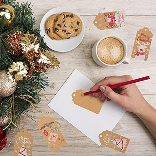 Starrky Christmas Tags, 120PCS Merry Christmas Paper Tags 6 Styles Xmas Present Tags DIY Name Cards for Christmas Decoration Xmas Gift Wrap Package Name Cards