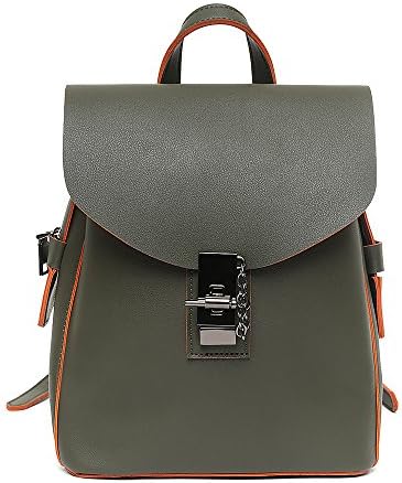 Khaki Style Vegan Leather Waterproof Backpack for Woman. Eco Casual School/College/University/Office Rucksack