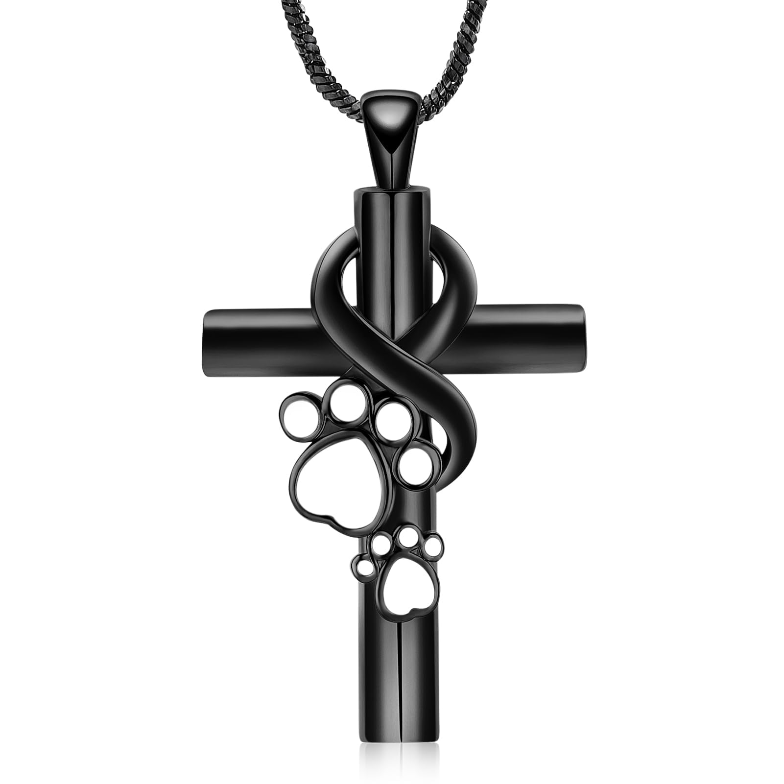 QGJNSGC Cross Urn Necklace for Ashes Paw Print Cremation Jewellry with Funnel Filler Kit Ashes Necklace for Human Women Girl Pets