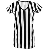 Women's Referee V-Neck Shirt Striped Top Halloween Costume Official Ref Uniform