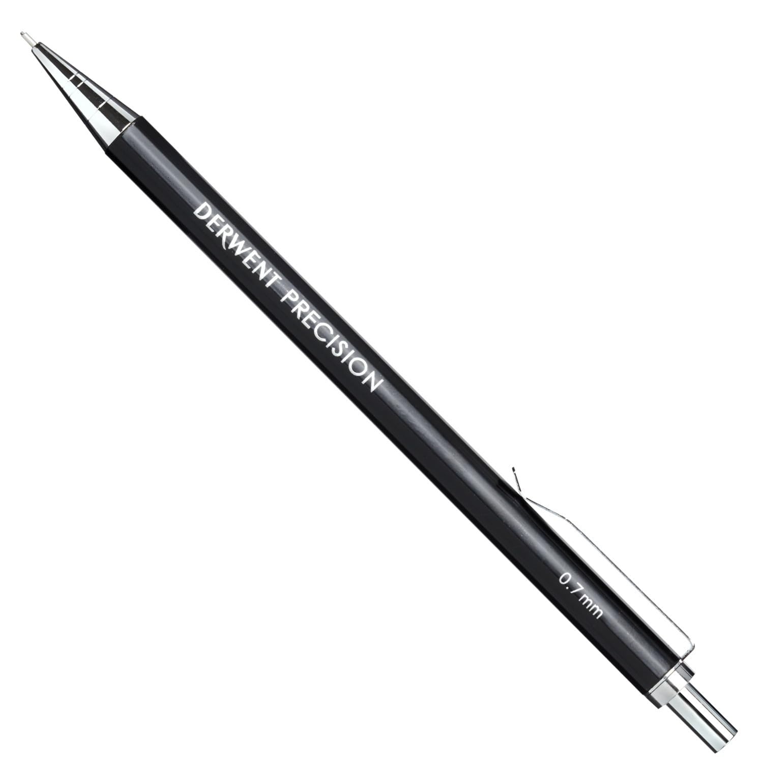 Derwent 0.7 mm Precision Mechanical Pencil, HB Leads and Erasers Included, Professional Quality, 2302429, black, 5 Piece Set