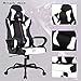 PC Gaming Chair Office Chair Desk Chair with Lumbar Support Arms Headrest High Back PU Leather Racing Chair Rolling Swivel Executive Computer Chair for Women Adults Girls,White