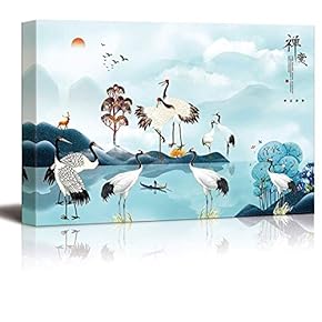 Wall26-Canvas Wall Art-Classical Red-Crowned Crane-Giclee Painting Wall Art for Bedroom Living Room Home Decoration - 12x18 inches
