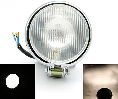 Motofans 5" 35W Chrome Motorcycle White Headlight Head Lamp For Harley Honda Bobber Chopper