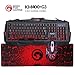 MARVO KM400 Gaming Keyboard LED Mouse and Large Mouse pad Combo 3 Color Backlit Keyboards 7 Color 2400DPI Mice 27.6