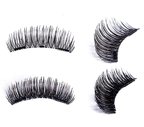 Magnetic Fake Eyelashes Full Eye – DiKoMo 3 Magnets Fake Lashes Set for NATURAL LOOK [No Glue] 1.14X0.7INCH Handmade 3D Reusable False Eyelash Extension w/ golden APPLICATOR (Black) - Thumbnail 2