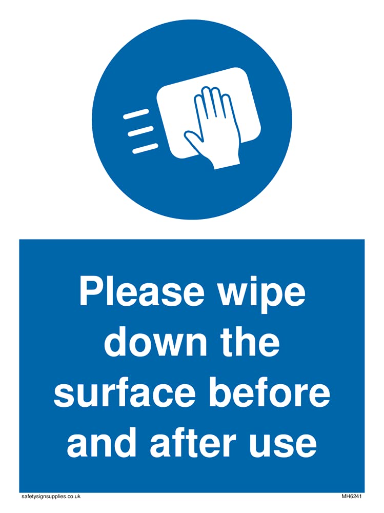 Pack of five - Please wipe down the surface before and after use Sign - 150x200mm - A5P
