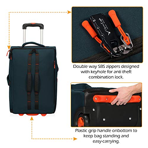 Hynes Eagle Carry on Luggage Rolling Wheeled Duffel Bag Softside