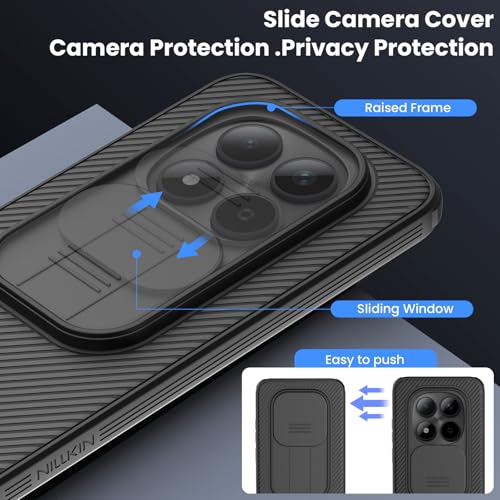 Nillkin Case for Xiaomi Redmi Note 15 Pro Plus 5G - Camera Protector with Slide Camera, Shock and Scratch Resistant, Compatible with Xiaomi Poco M8 Pro 5G 6.83" Black