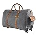 Kattee Rolling Duffle Bag with Wheels Canvas Travel Luggage Duffel Bag 50L (Light Gray)