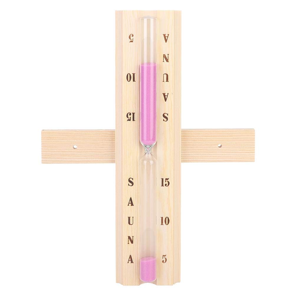 Fdit Wooden Wall-Mounted 15 Minute Sauna Hourglass Clock Sand Timer Clock for Sauna Spa Room Bathroom