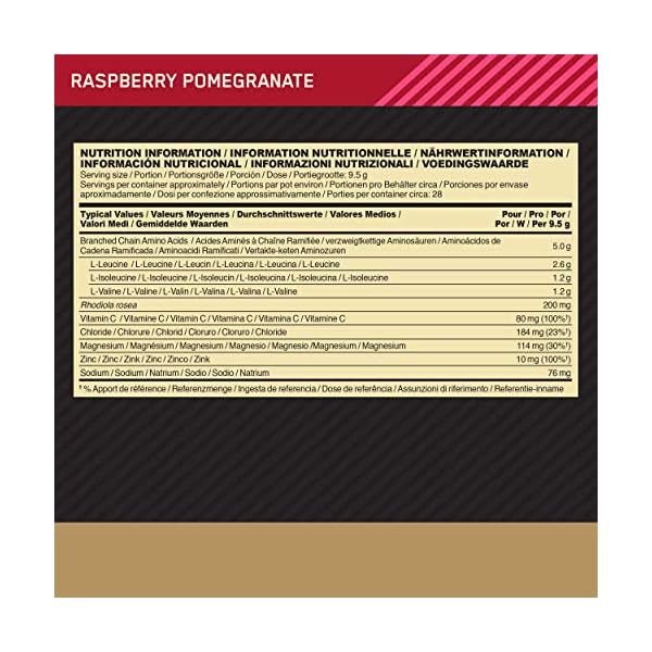 Optimum Nutrition Gold Standard BCAA, Amino Acid Powder, Vitamin C with Zinc, Magnesium and Electrolytes, Immune Booster…