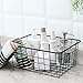 Metal Wire Storage Basket with Handles for Kitchen Food Pantry Papers Home Office Desk Shelf Bathroom Laundry Room Shelf Bedroom Bed Room, 2PCS (Black)