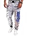 Easy Men's Hip hop American USA Flag Jogger Sport Sweat Cotton Pants