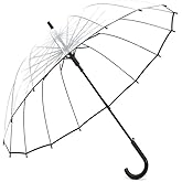 Lancoon Clear Bubble Umbrella 16 Ribs Big Size Windproof Auto Open See Through KS10Black