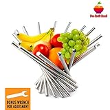 Foldable Rotation Fruit Basket, Decorative Fruit Bowl with Unique Design and Anti Rust Stainless Steel, 15